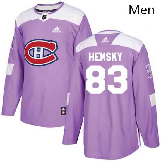 Mens Adidas Montreal Canadiens 83 Ales Hemsky Authentic Purple Fights Cancer Practice NHL Jersey
